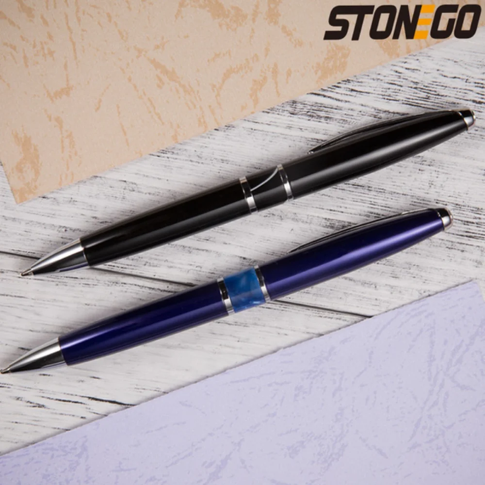 Luxury Refillable Ballpoint Pen Smooth Writing 1.0mm Medium Nib Stainless Steel Acrylic Office Supplies