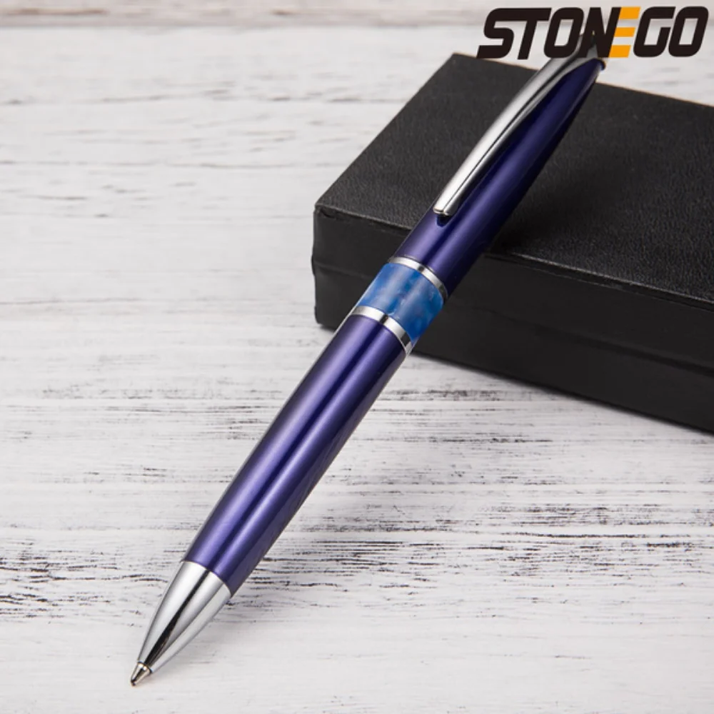 Luxury Refillable Ballpoint Pen Smooth Writing 1.0mm Medium Nib Stainless Steel Acrylic Office Supplies