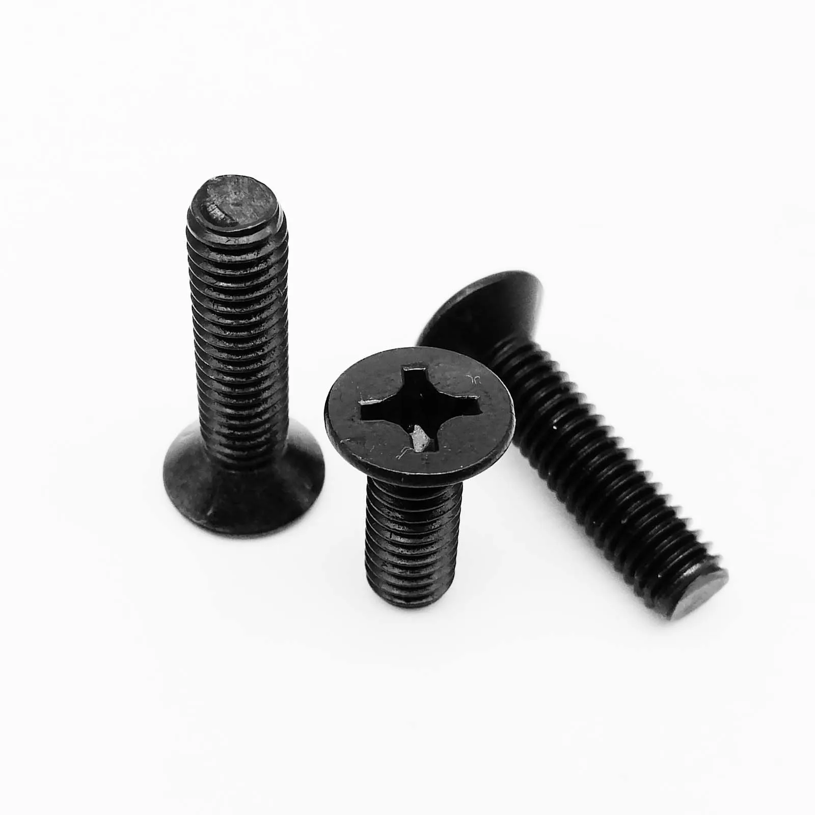 50/100/200pcs M1 M1.2 M1.4 M1.6 M2 M2.5 M3 M4 Cross Recessed Phillips Flat Countersunk Head Screw Bolt GB819 Black Carbon Steel
