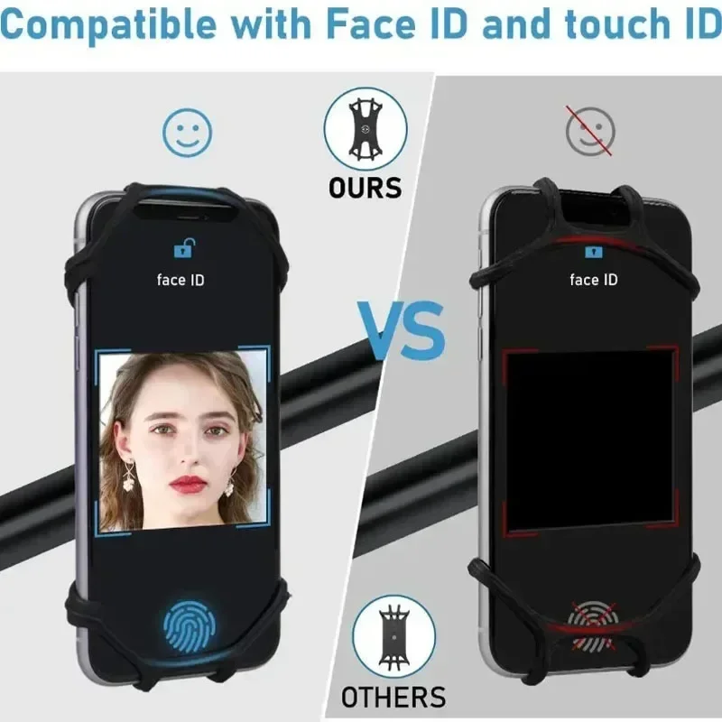 VIKEFON 360 Rotatable Mobile Phone Bicycle Motorcycle Bike Safe Bracket Silicone Support Silicone Pull Type For All Phone Stand