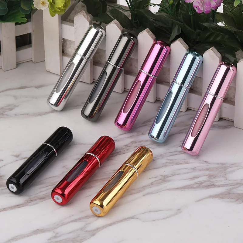 5Pcs 5ml Spray Scent Pump Perfume Bottle Refillable Spray Atomizer Bottle Mini Travel Empty Cosmetic Containers