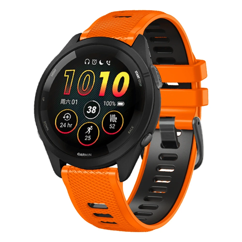 Universal 22mm Sports Silicone Strap For Garmin Forerunner 265 255 Music band For Vivoactive 4/Venu 2 45MM Bracelet Watchband