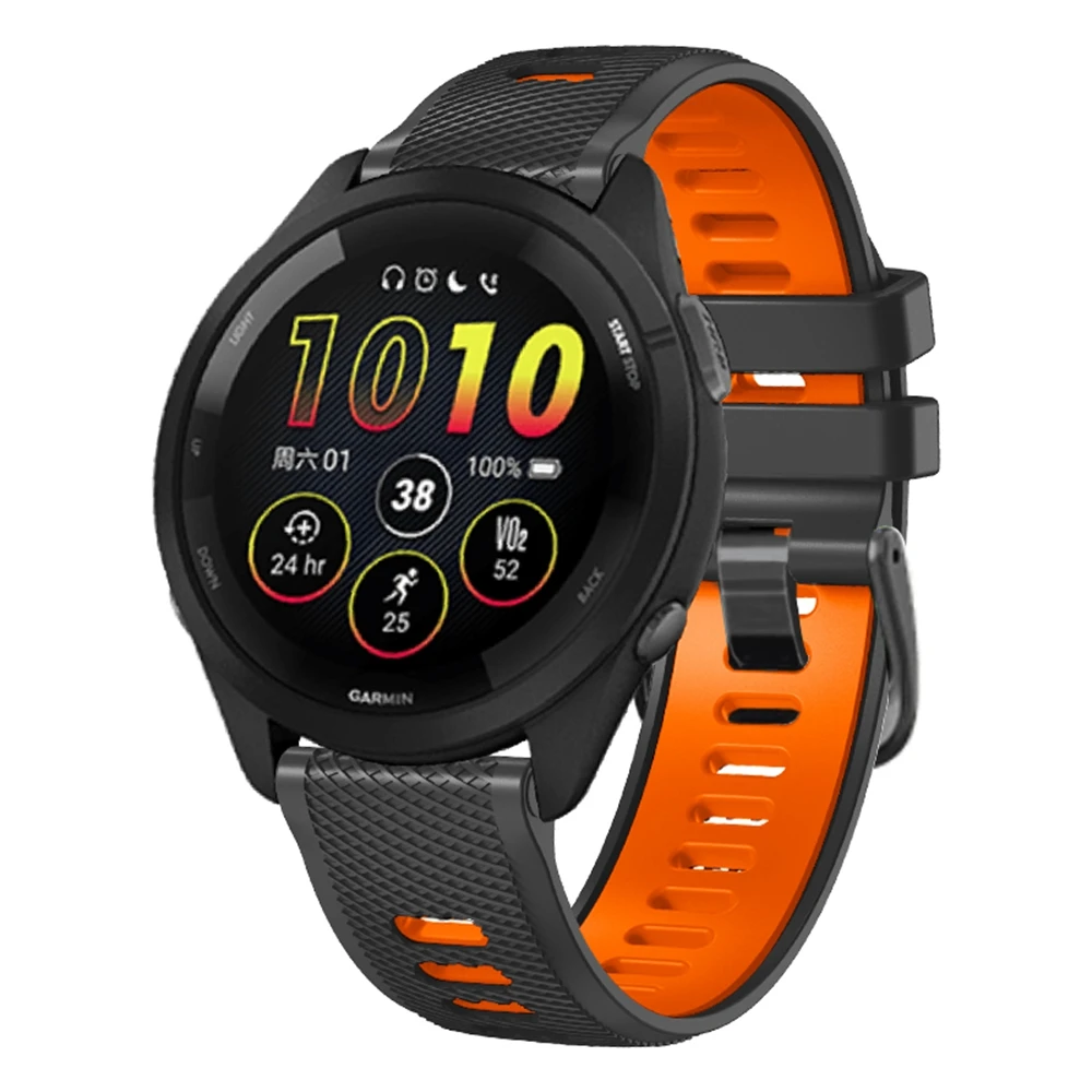 Universal 22mm Sports Silicone Strap For Garmin Forerunner 265 255 Music band For Vivoactive 4/Venu 2 45MM Bracelet Watchband