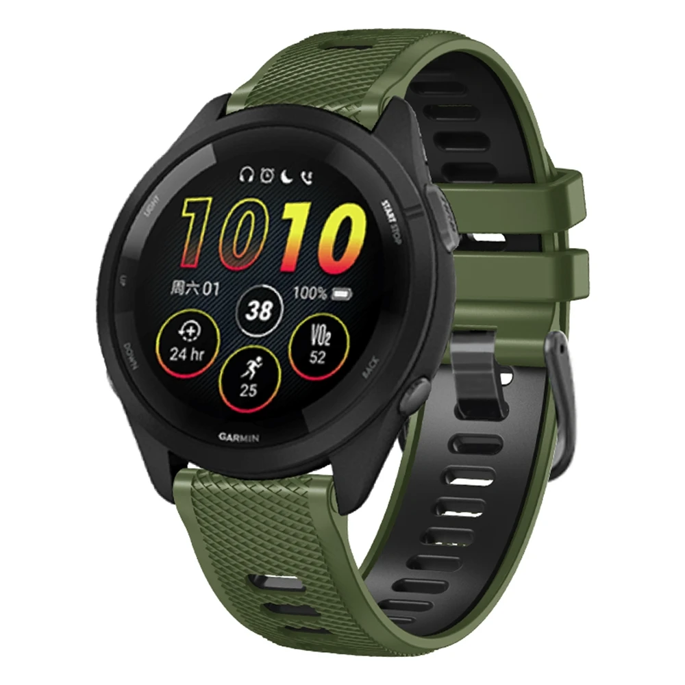 Universal 22mm Sports Silicone Strap For Garmin Forerunner 265 255 Music band For Vivoactive 4/Venu 2 45MM Bracelet Watchband