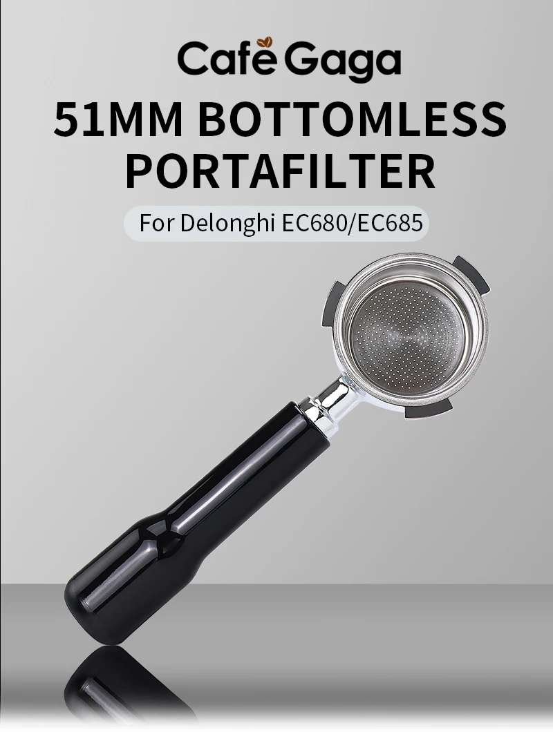 Coffee Bottomless Portafilter 51mm Naked For Delonghi EC680 EC685 EC200 Filter Basket Espresso Machine Accessories Barista Tools