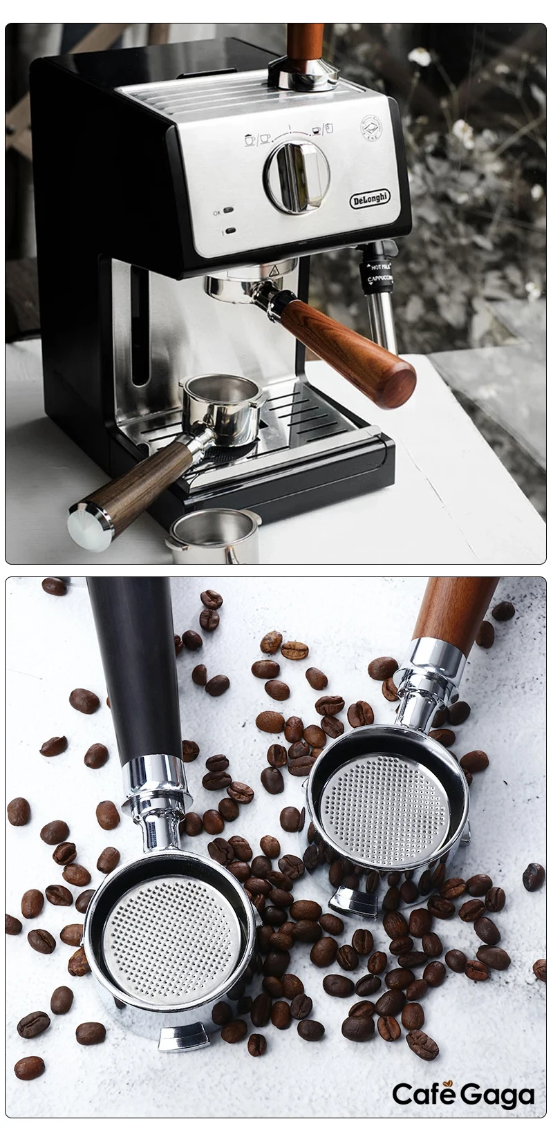 Coffee Bottomless Portafilter 51mm Naked For Delonghi EC680 EC685 EC200 Filter Basket Espresso Machine Accessories Barista Tools