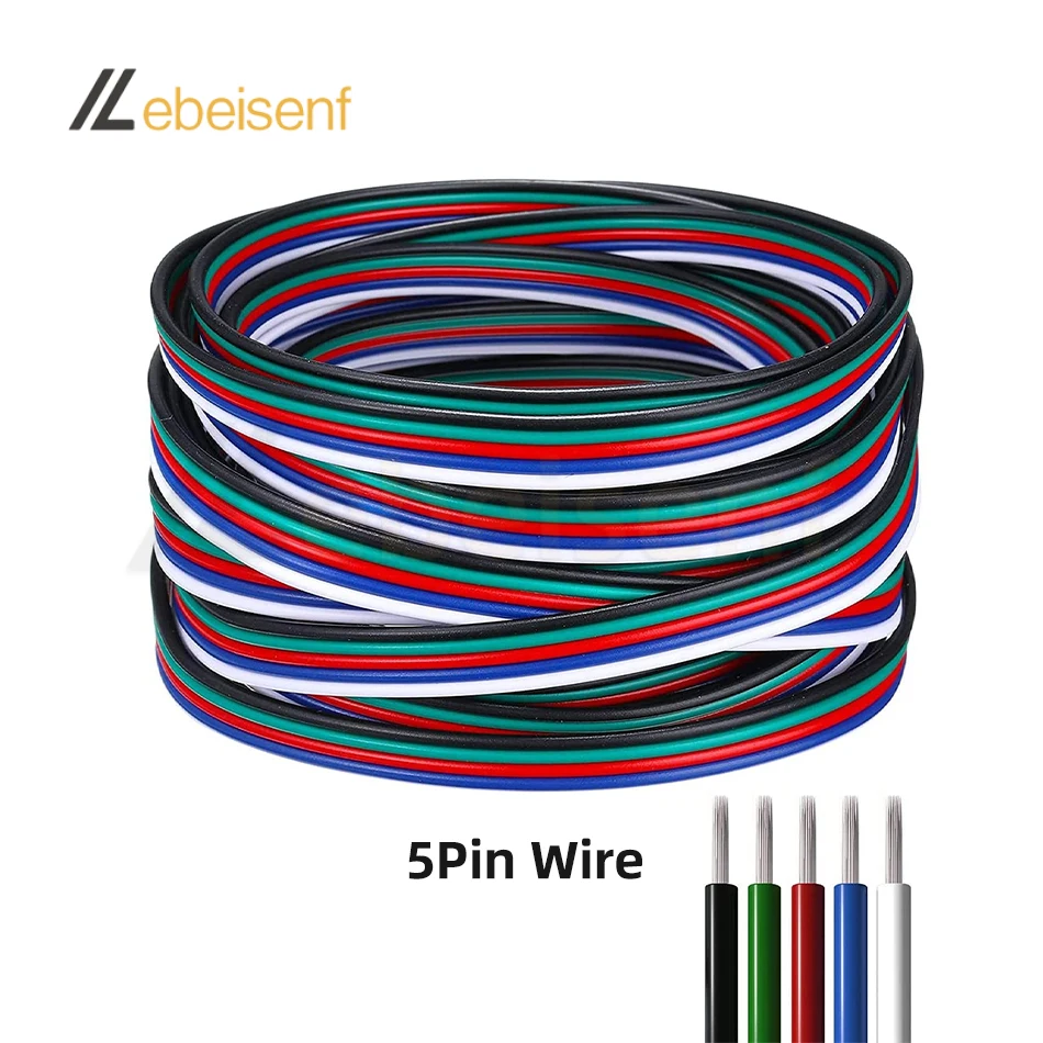 5/10M 22AWG 2-6Pin LED Strip Extension Wire Cord Color Cable For 3528 5050 RGB RGBW CCT DIY Cabinet LED Light Strip Accessories