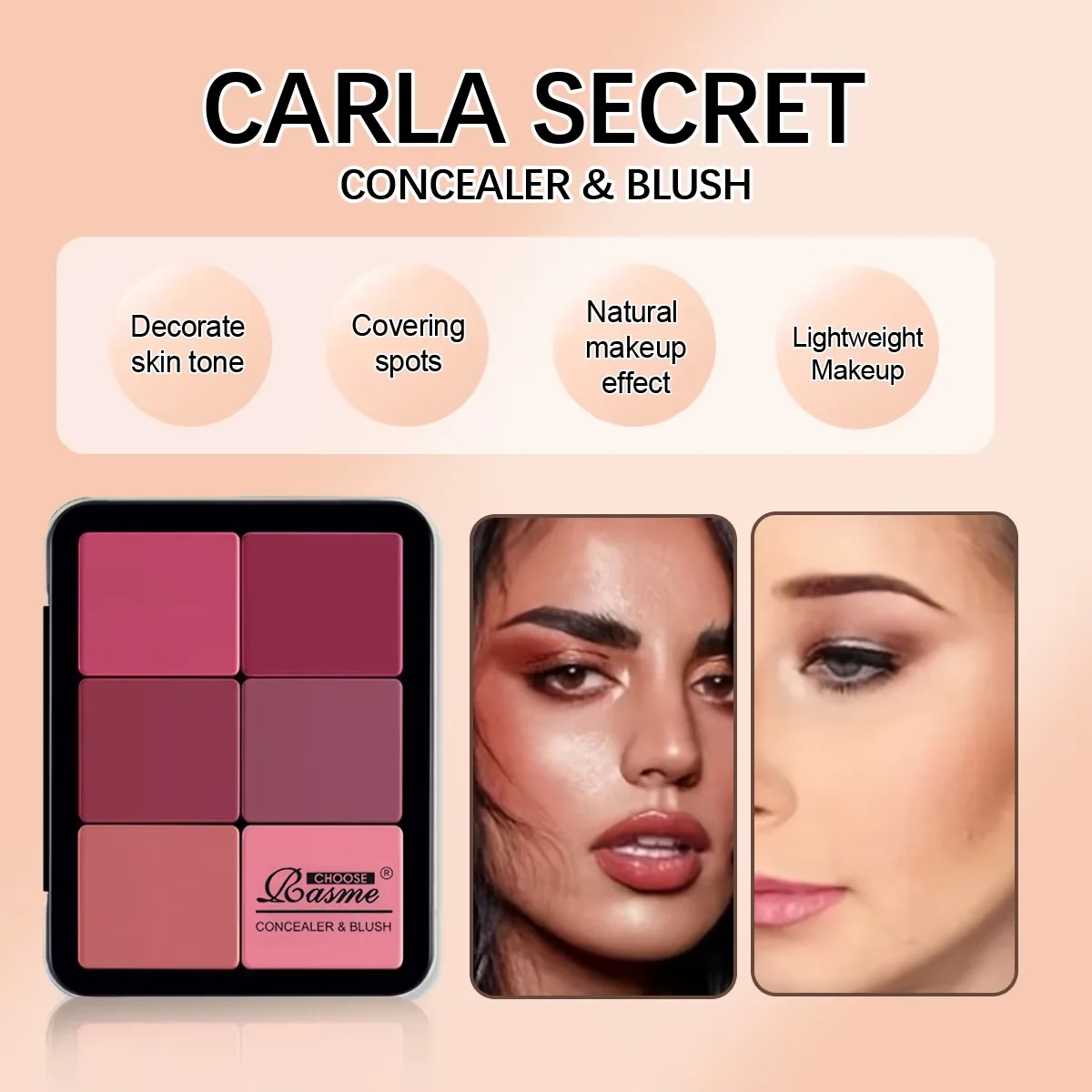 12-Color Concealer and Blush Palette Matte and Highlight Contour Makeup Rouge Palette