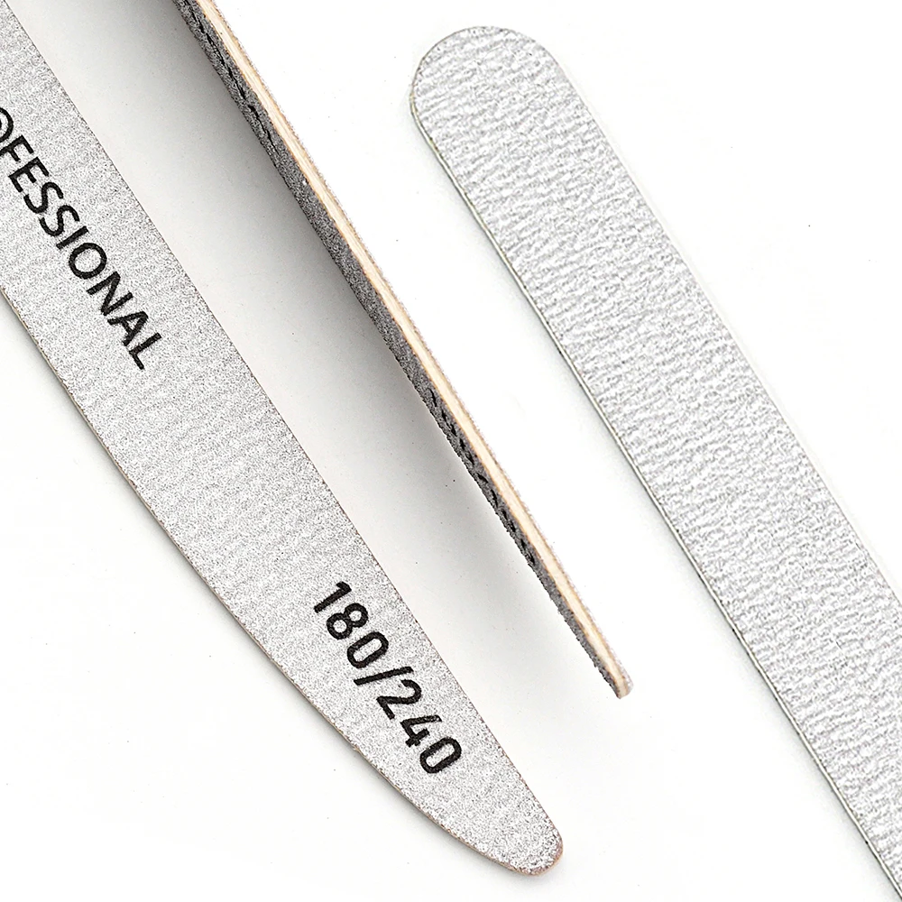 10pcs/Lot Wooden Nail Files Professional 100 180 240 Emery Board Manicure Buffer Grey Boat Double-sided Wooden Pedicure Buffers