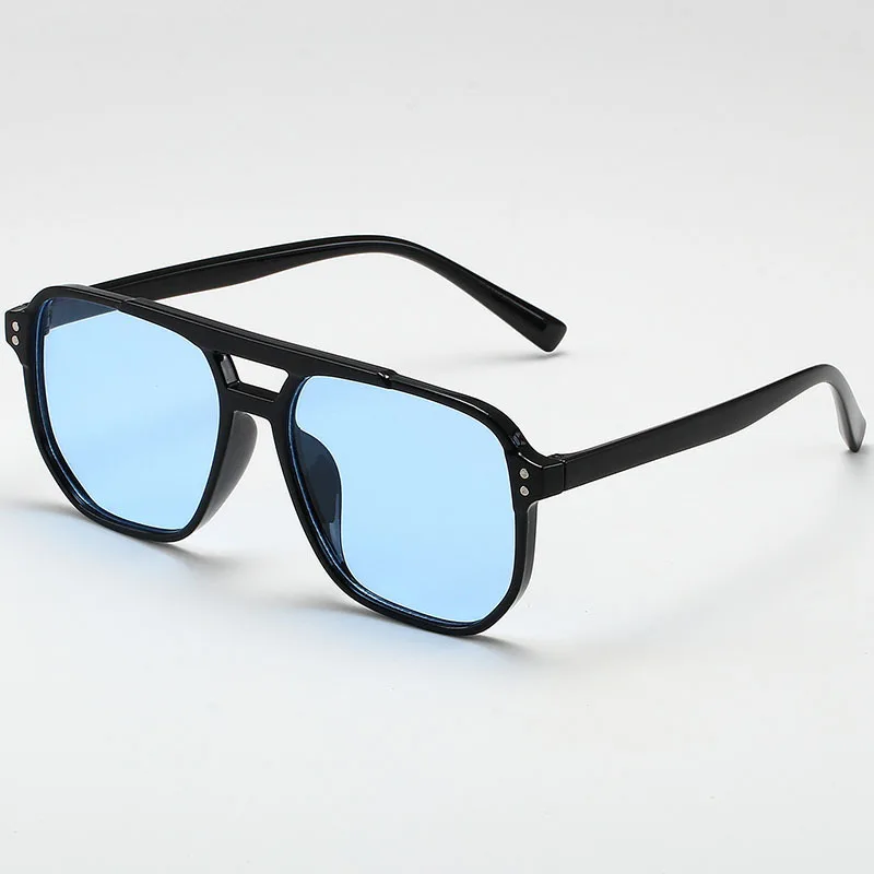 Women Men Square Sun Glasses Retro Polygon Sunglasses Female Black Vintage Fashion Ladies Sunglasses Double Beam Eyeglasses