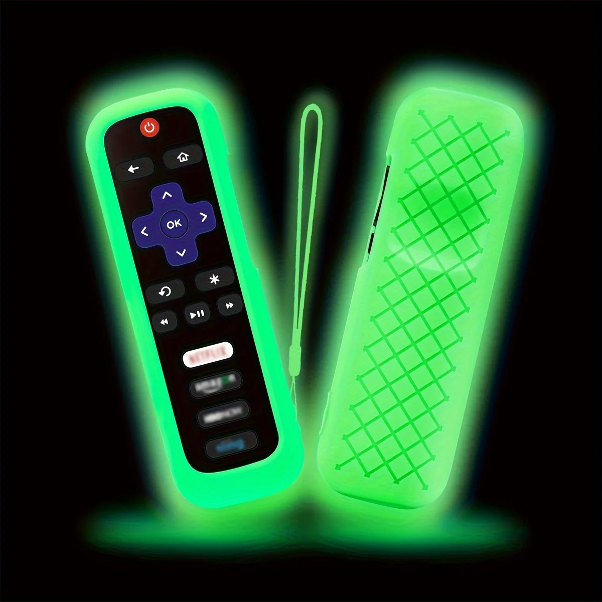 1/2/3 piece set of luminous silicone remote control with rope suitable for TCL Hisense Roku TV remote control