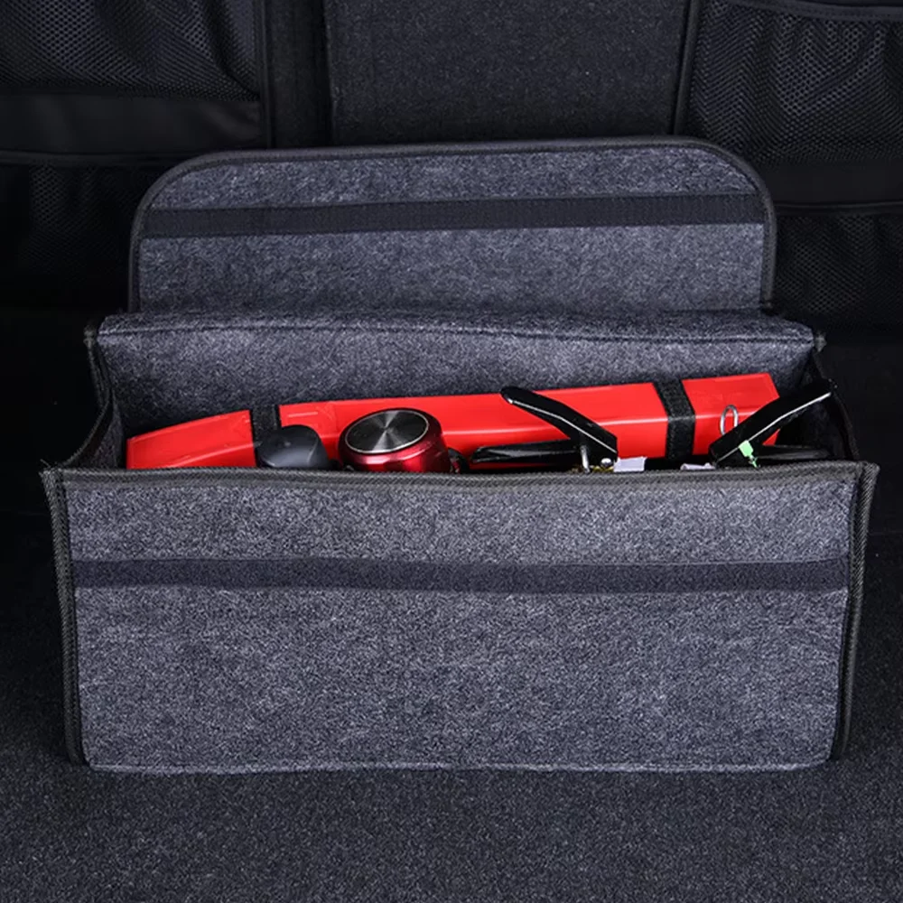 Large Anti Slip Compartment Boot Storage Organizer Tool Car Storage Bag Car Trunk Organizer Soft Felt Storage Box Accessories