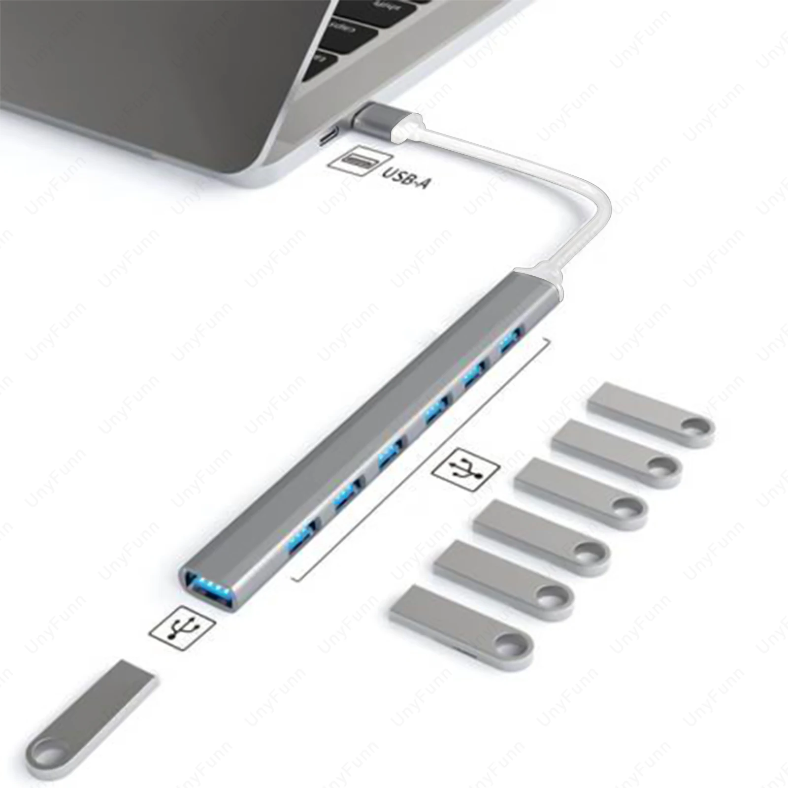 7 Ports USB HUB USB C USB 3.0 HUB 7-in-1 Type C Multi-port USB Splitter OTG Adapter USB Adapter for Macbook Pro Air PC Laptop