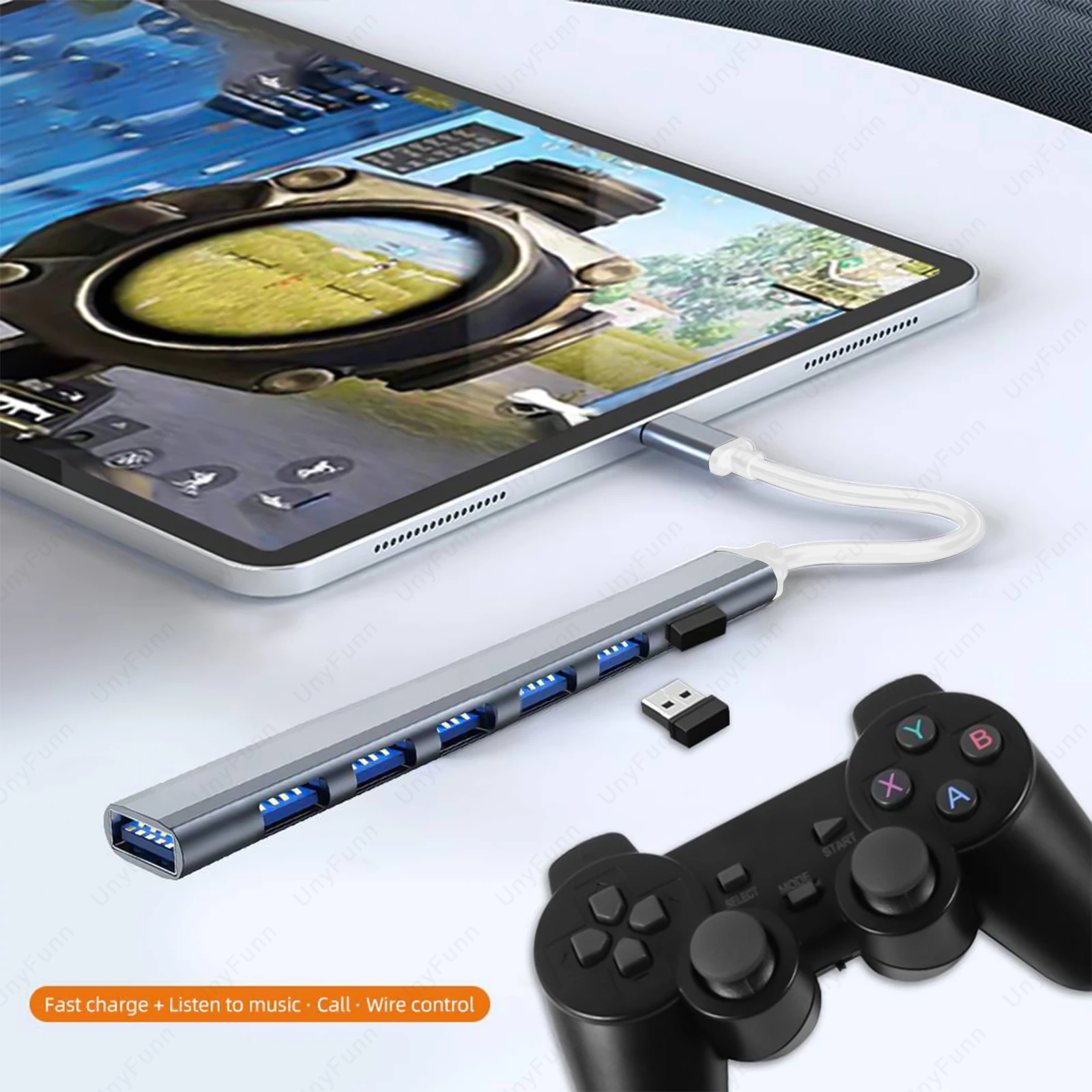 7 Ports USB HUB USB C USB 3.0 HUB 7-in-1 Type C Multi-port USB Splitter OTG Adapter USB Adapter for Macbook Pro Air PC Laptop