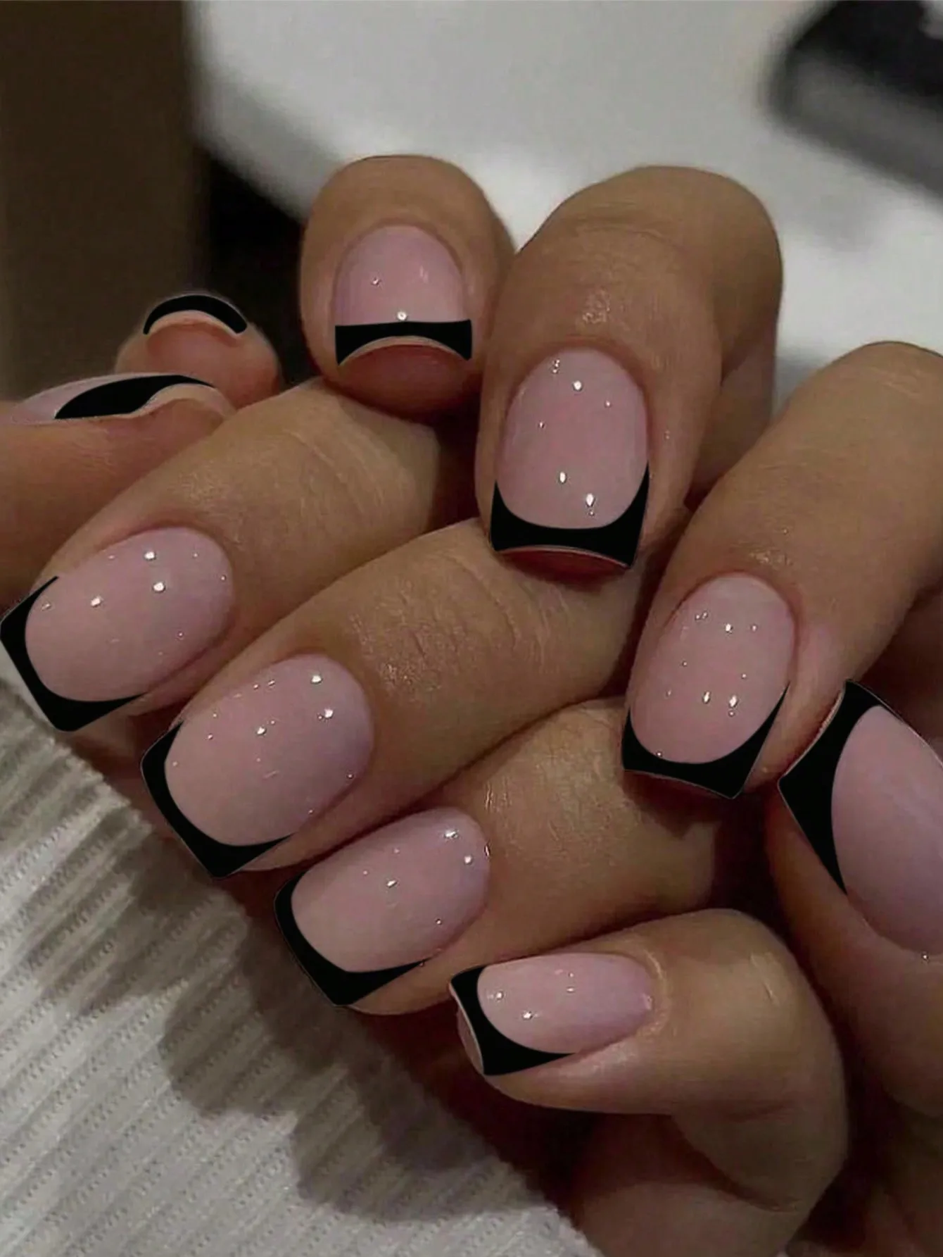 24pcs/set short square fake nails for women cute bride heart white french tips faux ongles y2k press on false nail supplies