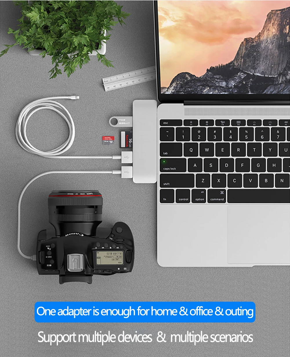 USB 3.1 Type-C Hub to HDMI Adapter 4K Thunderbolt 3 USB C Hub 3.0 TF SD Reader Slot PD For MacBook Air 13 15 Pro 14 M4 M3 M2 M1