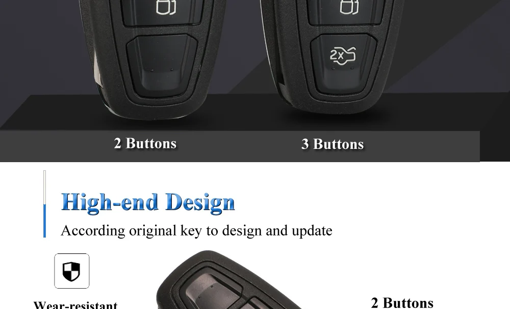 jingyuqin Flip Folding Remote Key Shell Car Key Cover 3 Buttons For Ford Focus Mondeo Fiesta 2013 Fob Auto Case With HU101 Blade