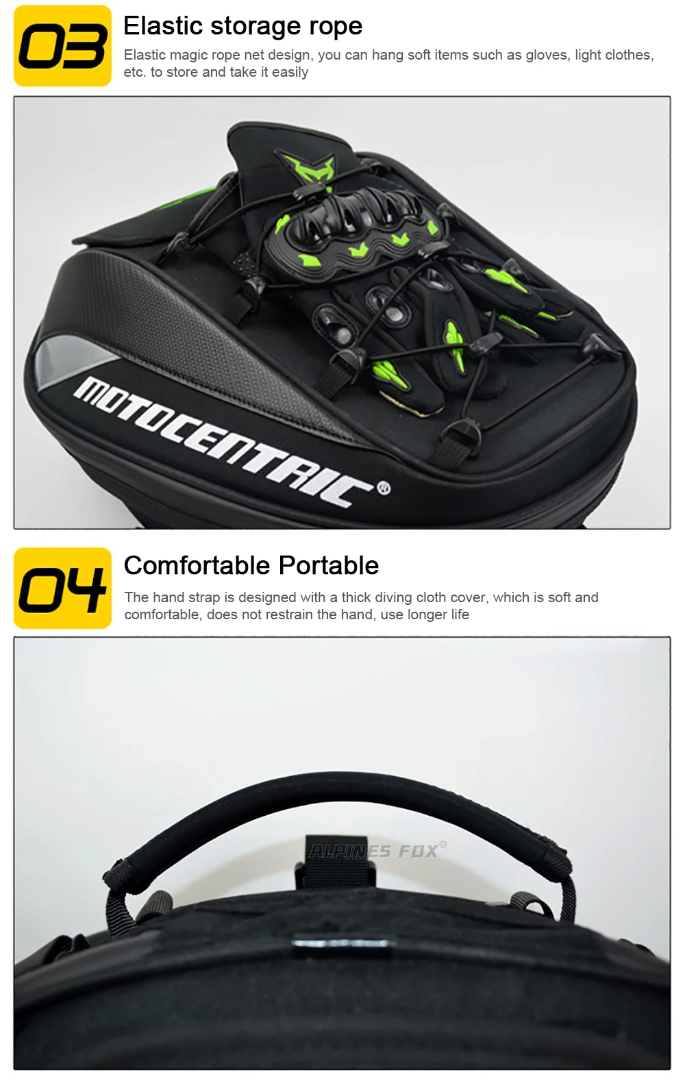 MOTOCENTRIC Waterproof Motorcycle Tail Bag Multi-functional Durable Rear Seat Bag 37L High Capacity Rider Helmet Backpack