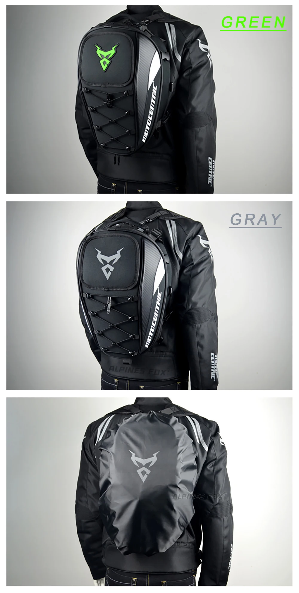 MOTOCENTRIC Waterproof Motorcycle Tail Bag Multi-functional Durable Rear Seat Bag 37L High Capacity Rider Helmet Backpack