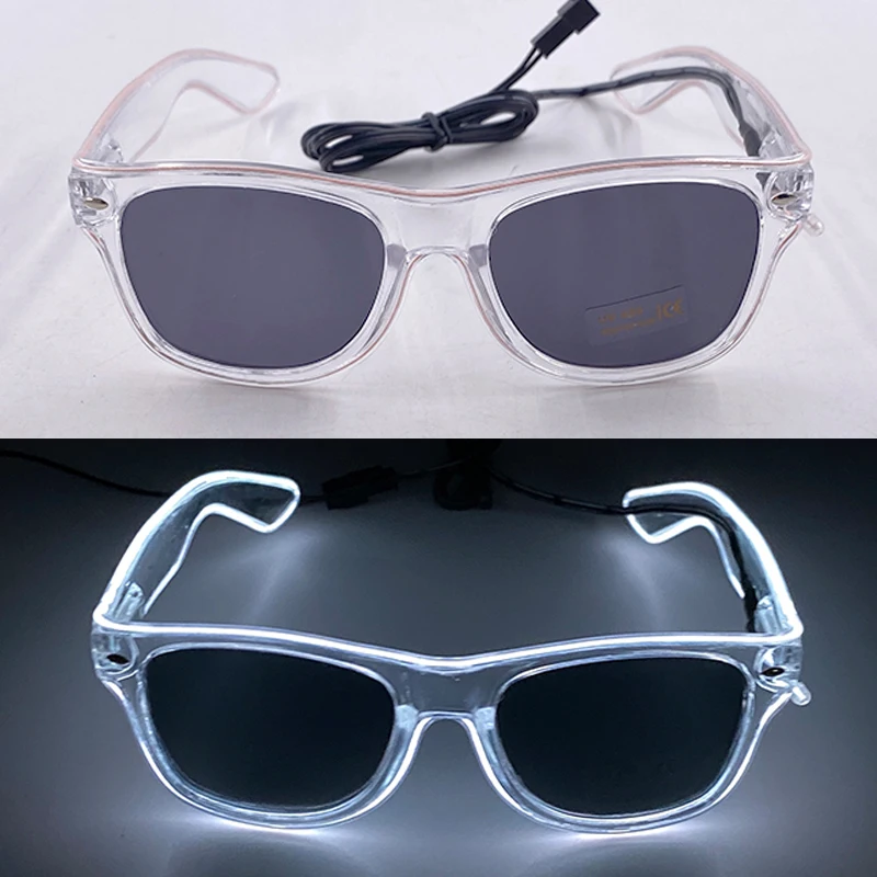 1PC Light Up LED Glasses Glow Sunglasses EL Wire Neon Glasses Glow in The Dark Party Supplies Neon Party Favors for Adults