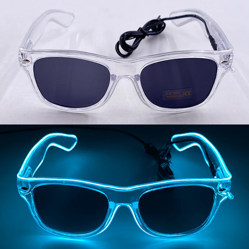 1PC Light Up LED Glasses Glow Sunglasses EL Wire Neon Glasses Glow in The Dark Party Supplies Neon Party Favors for Adults