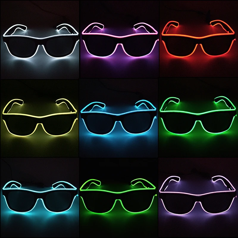 1PC Light Up LED Glasses Glow Sunglasses EL Wire Neon Glasses Glow in The Dark Party Supplies Neon Party Favors for Adults