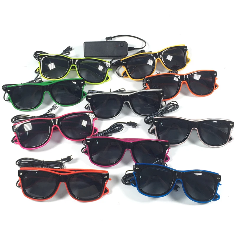 1PC Light Up LED Glasses Glow Sunglasses EL Wire Neon Glasses Glow in The Dark Party Supplies Neon Party Favors for Adults