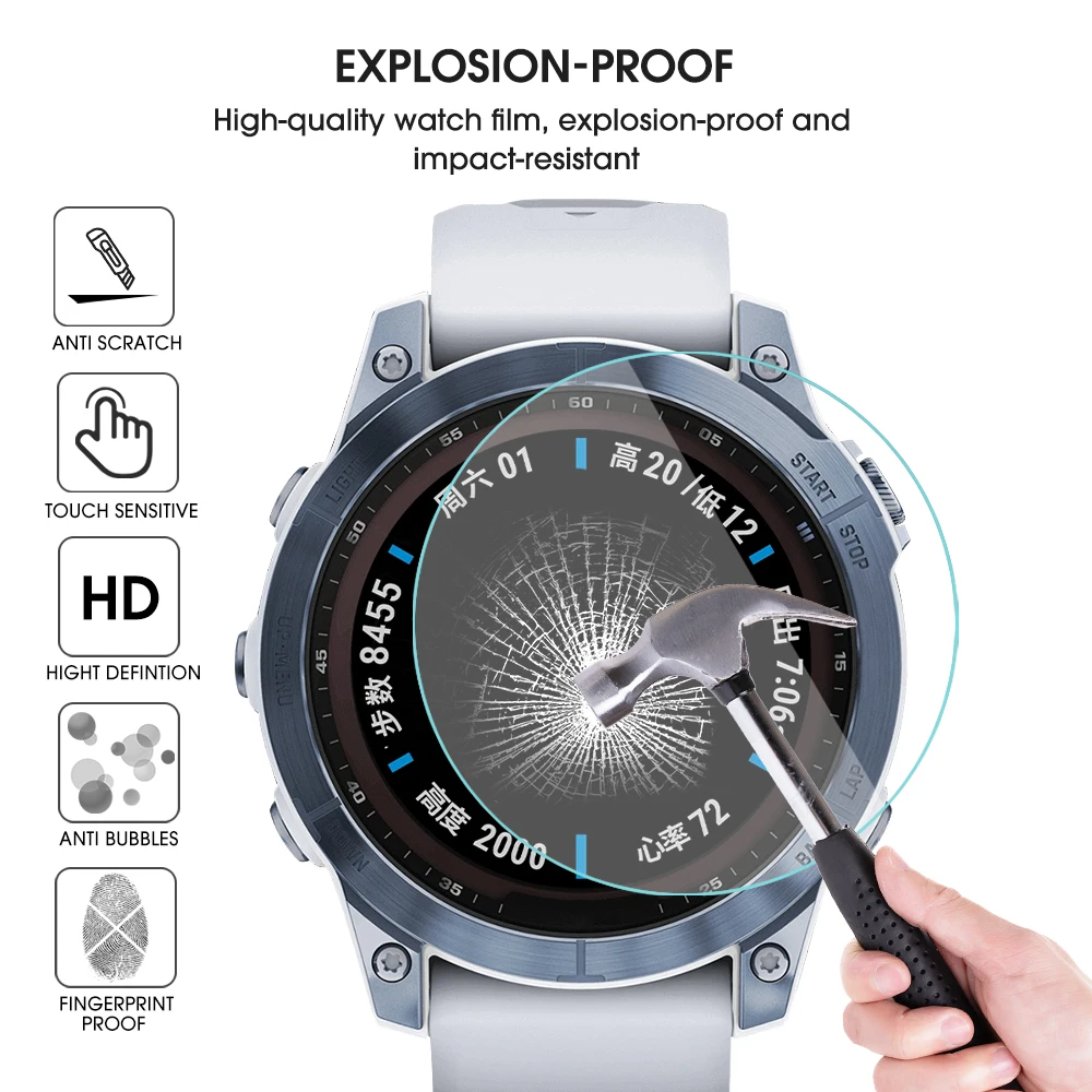 Tempered Glass for Garmin Fenix 8 7 7S 7X 6 6S 6X Pro Sapphire HD Screen Protectors Film for Fenix 8 43/47/51mm 7S 7X Smartwatch