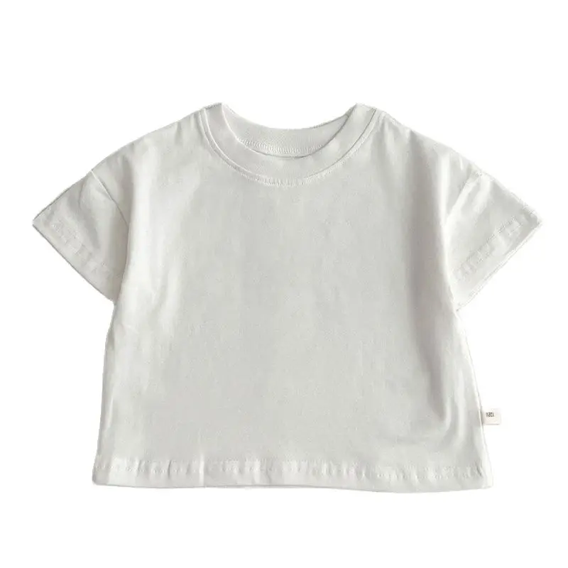 Summer Baby Boys Girls T-shirt Toddler Solid Color Top Clothes Korean Style Infant Baby Boys Girls Short Sleeves T-shirt Clothes
