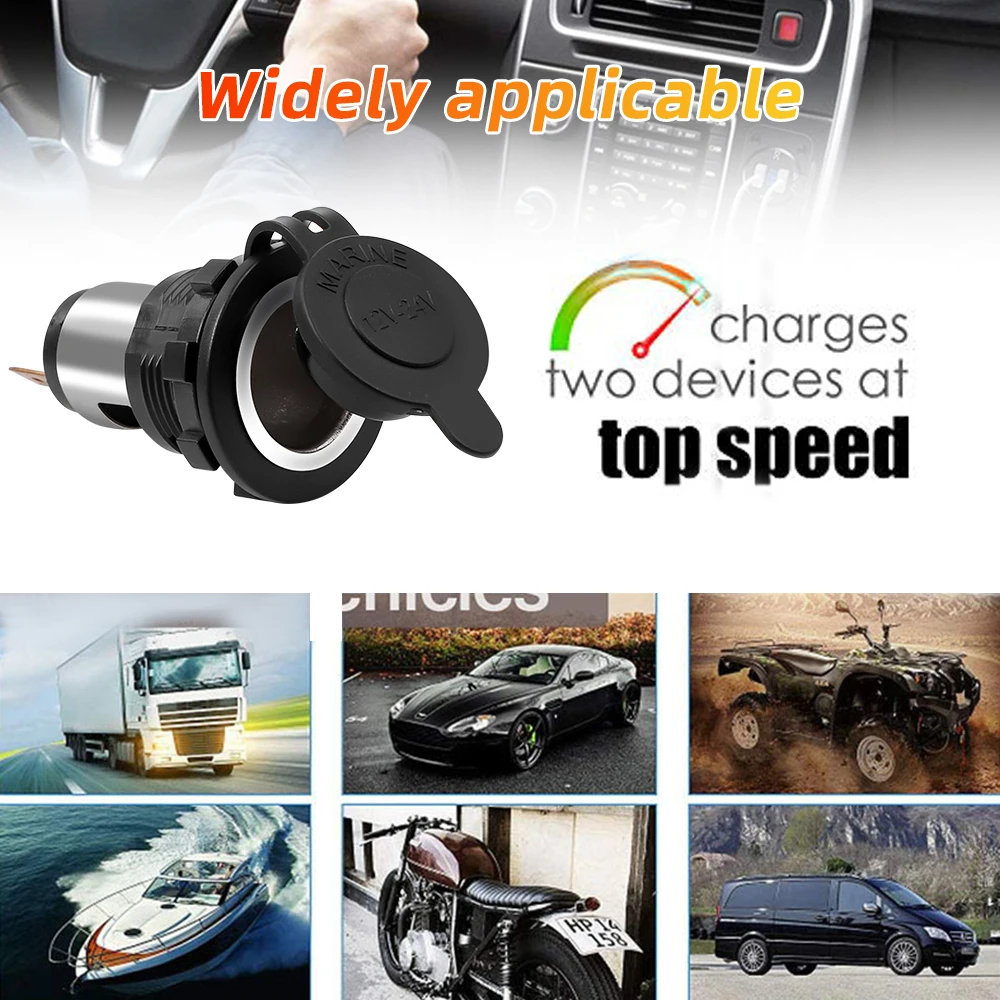 12V/24V Auto Car Motorcycle Cigarette Lighter Power Plug Socket with Waterproof Cover Case For Motorcycles Boats Mowers Cars