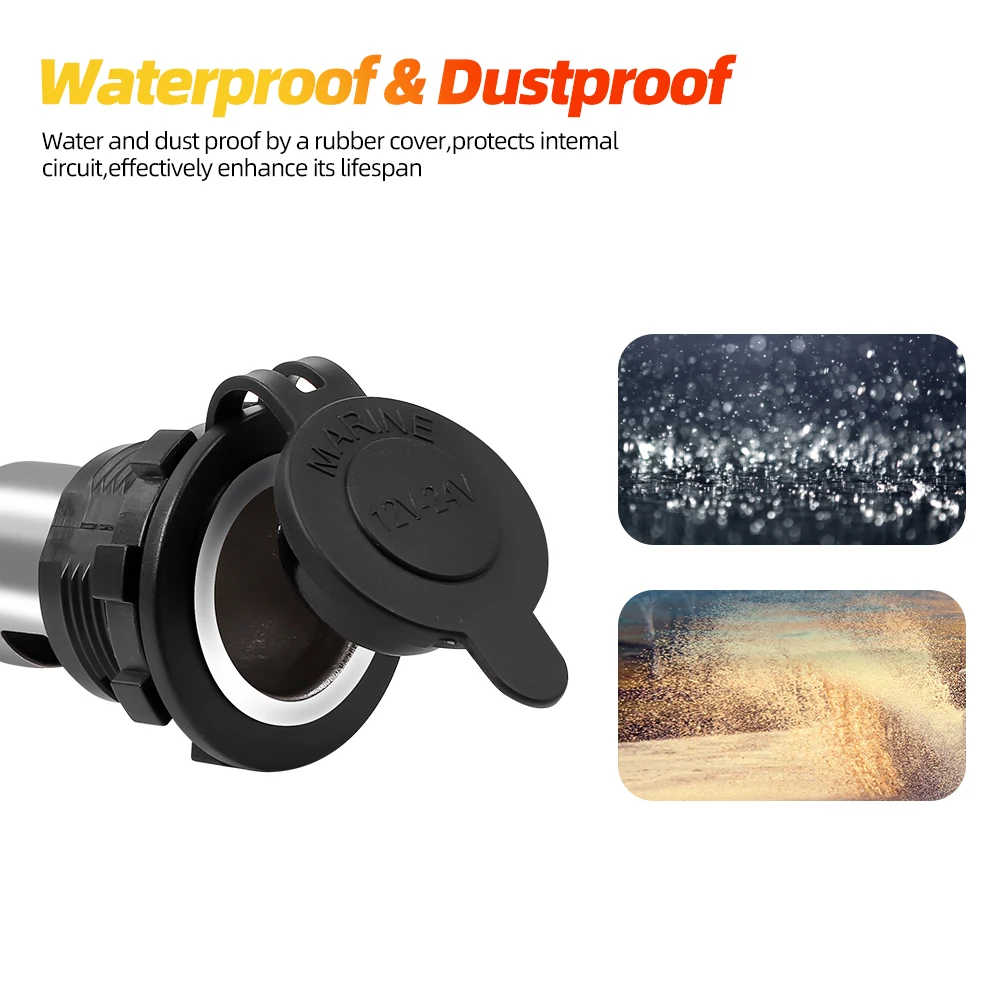 12V/24V Auto Car Motorcycle Cigarette Lighter Power Plug Socket with Waterproof Cover Case For Motorcycles Boats Mowers Cars