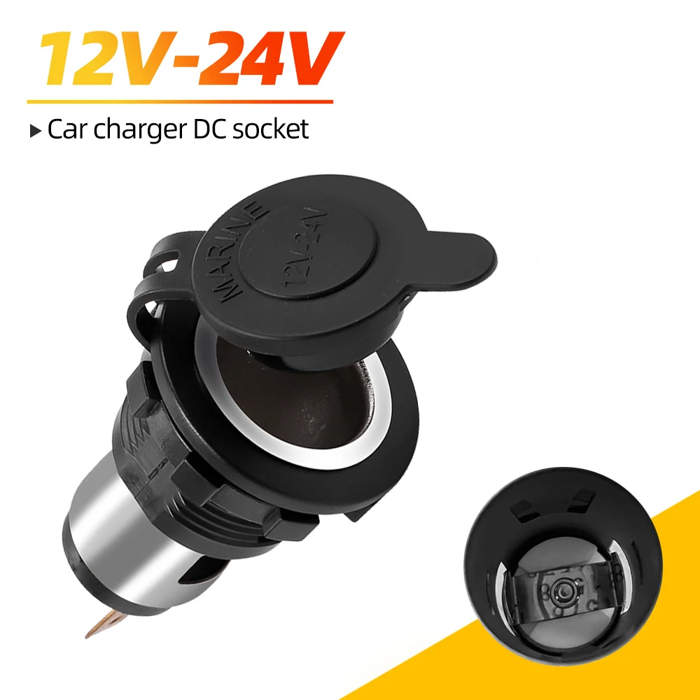 12V/24V Auto Car Motorcycle Cigarette Lighter Power Plug Socket with Waterproof Cover Case For Motorcycles Boats Mowers Cars