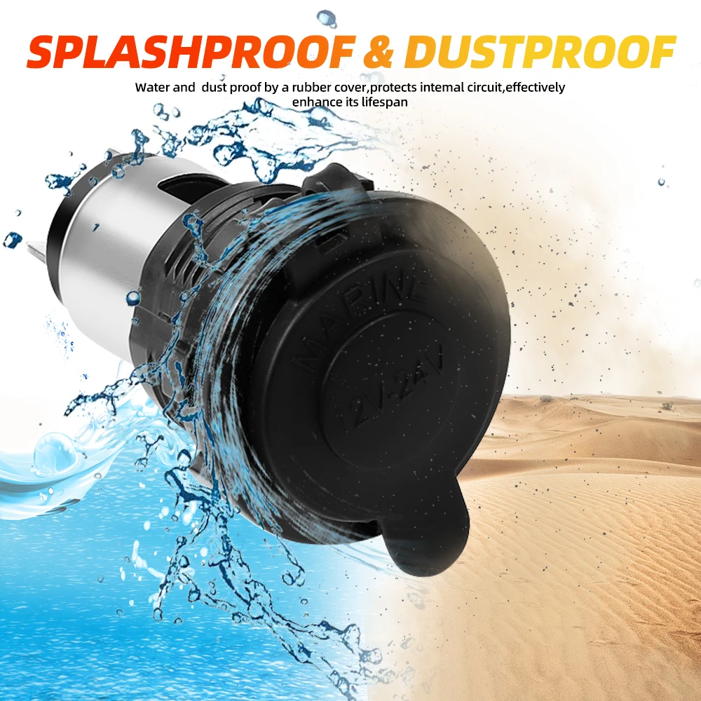 12V/24V Auto Car Motorcycle Cigarette Lighter Power Plug Socket with Waterproof Cover Case For Motorcycles Boats Mowers Cars