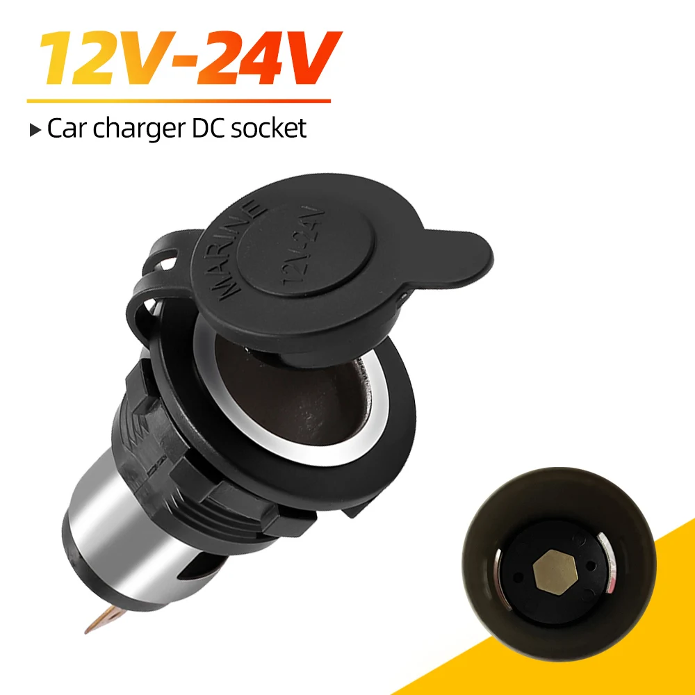 12V/24V Auto Car Motorcycle Cigarette Lighter Power Plug Socket with Waterproof Cover Case For Motorcycles Boats Mowers Cars