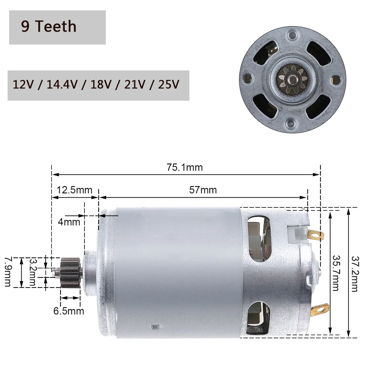 RS550 DC Motor 12V 14-4V 16-8V 18V 25V Micro Engine Electric Motors with 9/11/12/13/14/15 Teeth High Torque Gear Box for Drill