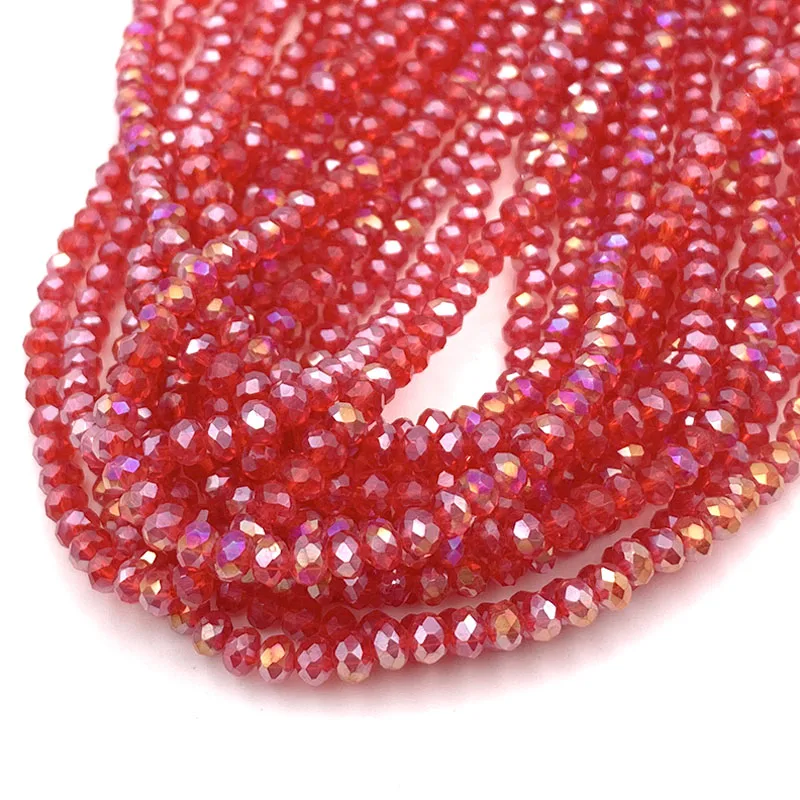 Yellow Red Color 2/3/4/6/8mm Rondelle Austria Faceted Crystal Glass Beads for Jewelry Making Loose Spacer Beads DIY Bracelet