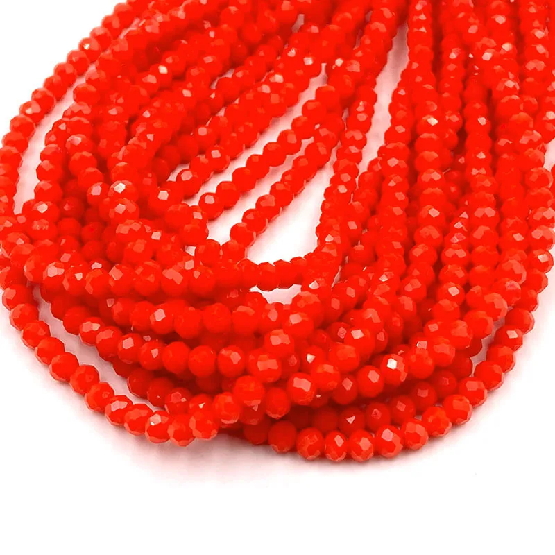 Yellow Red Color 2/3/4/6/8mm Rondelle Austria Faceted Crystal Glass Beads for Jewelry Making Loose Spacer Beads DIY Bracelet
