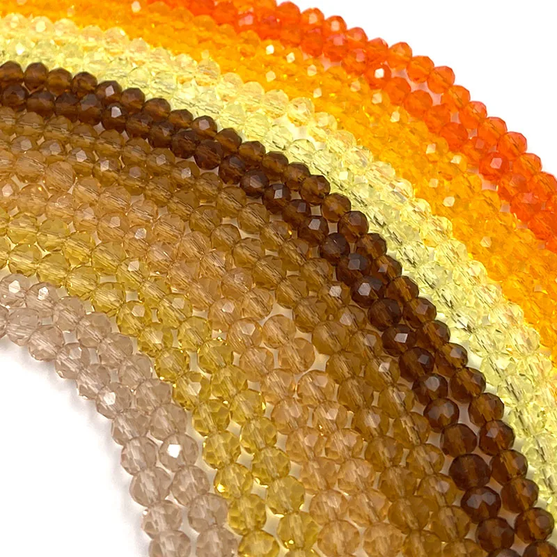 Yellow Red Color 2/3/4/6/8mm Rondelle Austria Faceted Crystal Glass Beads for Jewelry Making Loose Spacer Beads DIY Bracelet