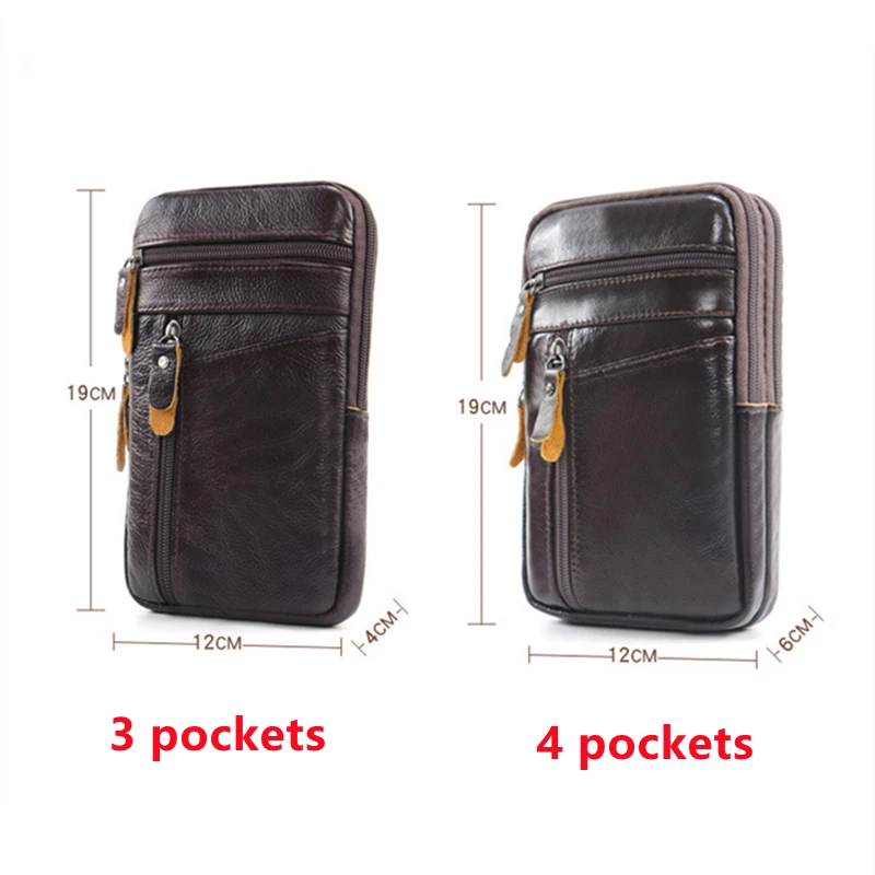 New Men's Genuine Leather Waist Packs Bag Phone Pouch Bags Men Handbag Bag Small Chest Shoulder Belt Bag Crossbody Leather Bags