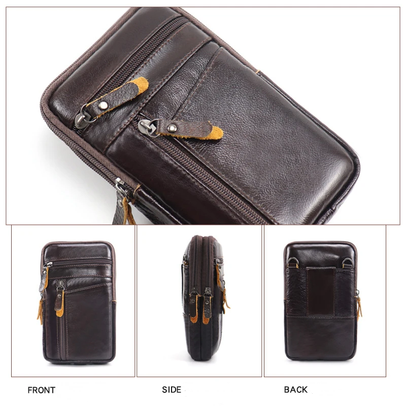 New Men's Genuine Leather Waist Packs Bag Phone Pouch Bags Men Handbag Bag Small Chest Shoulder Belt Bag Crossbody Leather Bags
