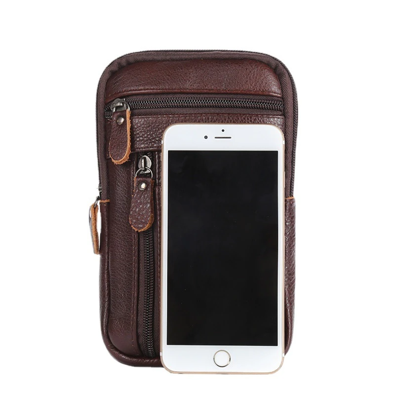 New Men's Genuine Leather Waist Packs Bag Phone Pouch Bags Men Handbag Bag Small Chest Shoulder Belt Bag Crossbody Leather Bags