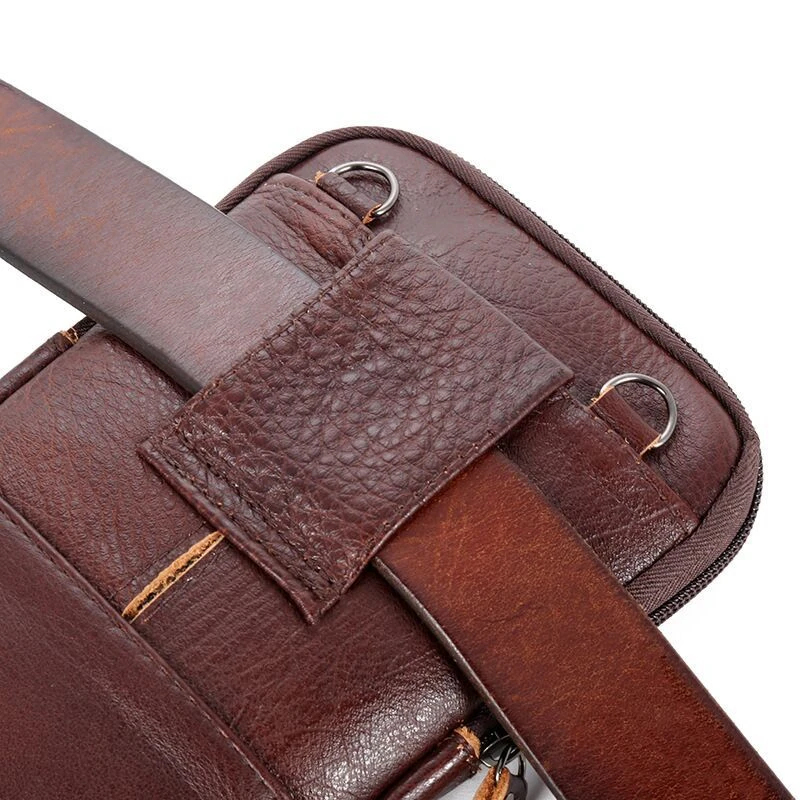 New Men's Genuine Leather Waist Packs Bag Phone Pouch Bags Men Handbag Bag Small Chest Shoulder Belt Bag Crossbody Leather Bags