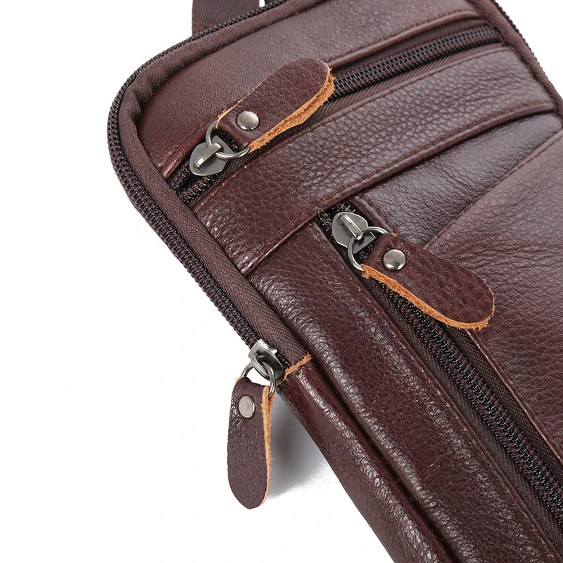 New Men's Genuine Leather Waist Packs Bag Phone Pouch Bags Men Handbag Bag Small Chest Shoulder Belt Bag Crossbody Leather Bags