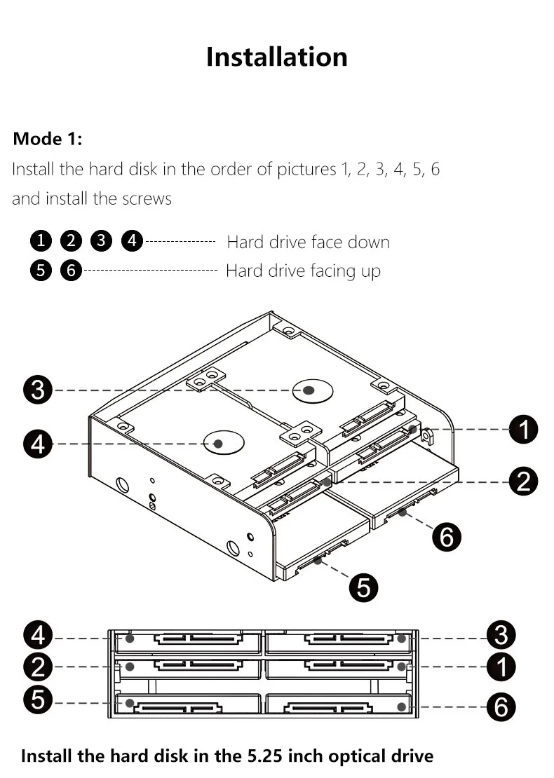 5.25' To 3.5' 2.5' Hdd/Ssd Floppy-Drive Bay Ray Bracket Mounting HDD Adapter SSD Hard Drive Supports up to 6*2.5' Hard Drives