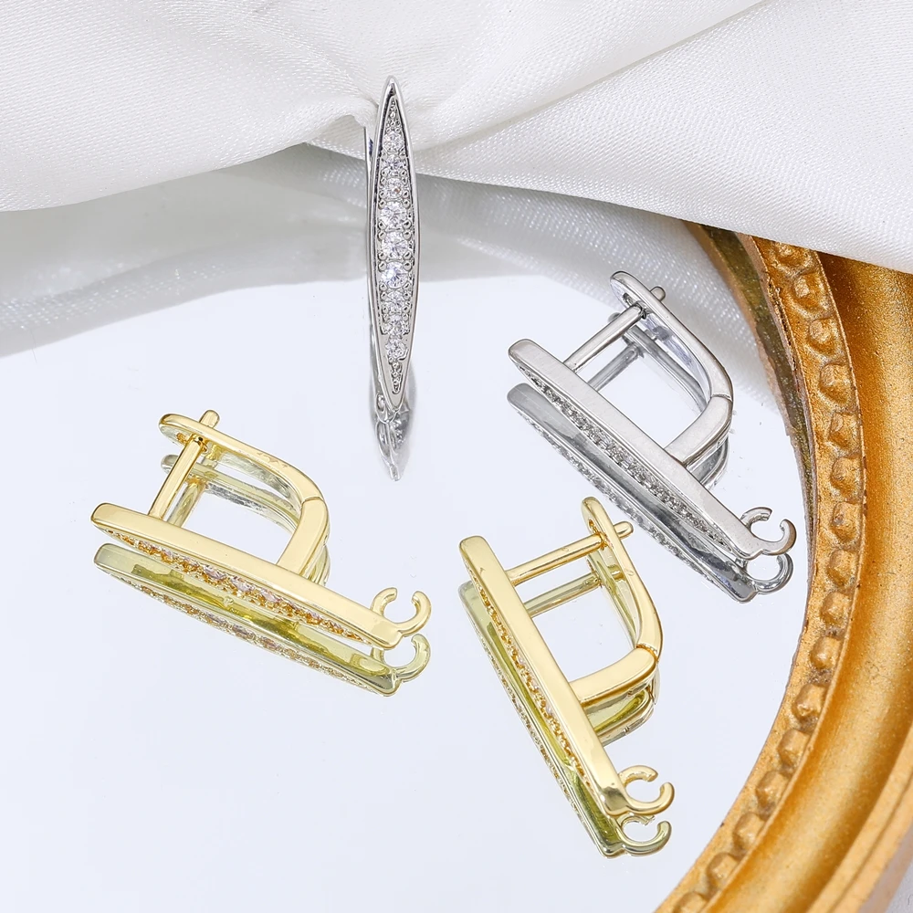Juya DIY Fine Jewelry Material Supplies Handmade Earwire Gold/Silver Color Earring Hooks Accessories For Luxury Earrings Making