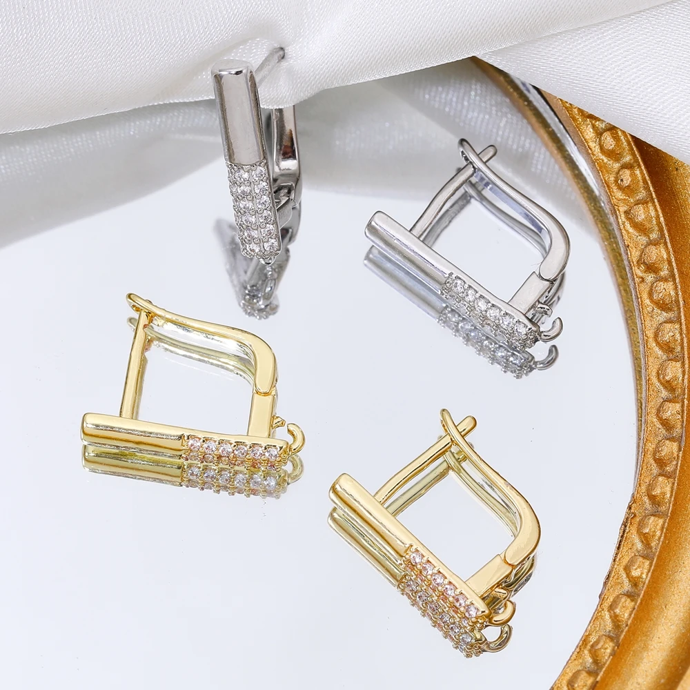 Juya DIY Fine Jewelry Material Supplies Handmade Earwire Gold/Silver Color Earring Hooks Accessories For Luxury Earrings Making