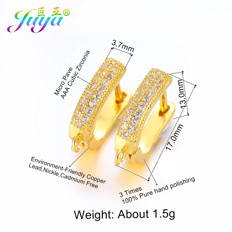 Juya DIY Fine Jewelry Material Supplies Handmade Earwire Gold/Silver Color Earring Hooks Accessories For Luxury Earrings Making