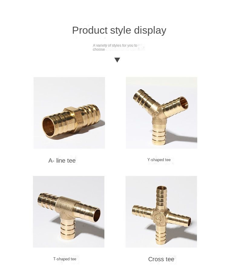 Tee T Type 3 Three Way Brass Pipe Fitting Connector Adapter 4mm 5mm 6mm 8mm 10mm 12mm 16mm 19mm Hose Barb