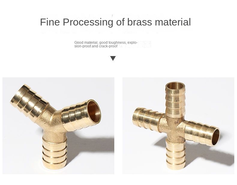 Tee T Type 3 Three Way Brass Pipe Fitting Connector Adapter 4mm 5mm 6mm 8mm 10mm 12mm 16mm 19mm Hose Barb