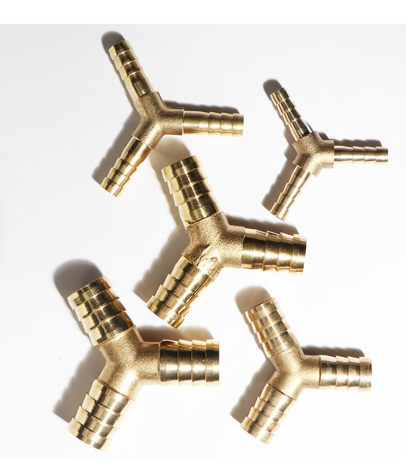 Tee T Type 3 Three Way Brass Pipe Fitting Connector Adapter 4mm 5mm 6mm 8mm 10mm 12mm 16mm 19mm Hose Barb